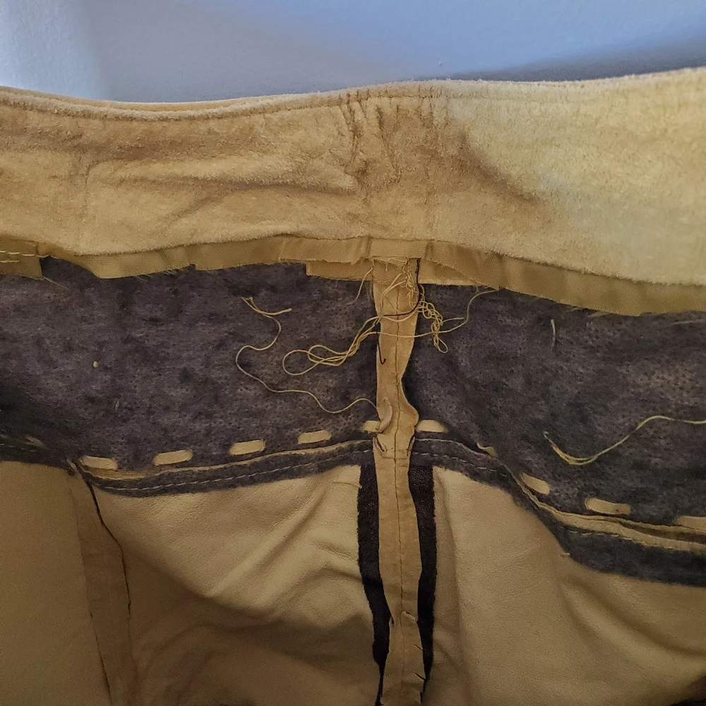 Amazing lemon yellow super soft suede vintage pants 33 inch waist - Picture 5 of 6